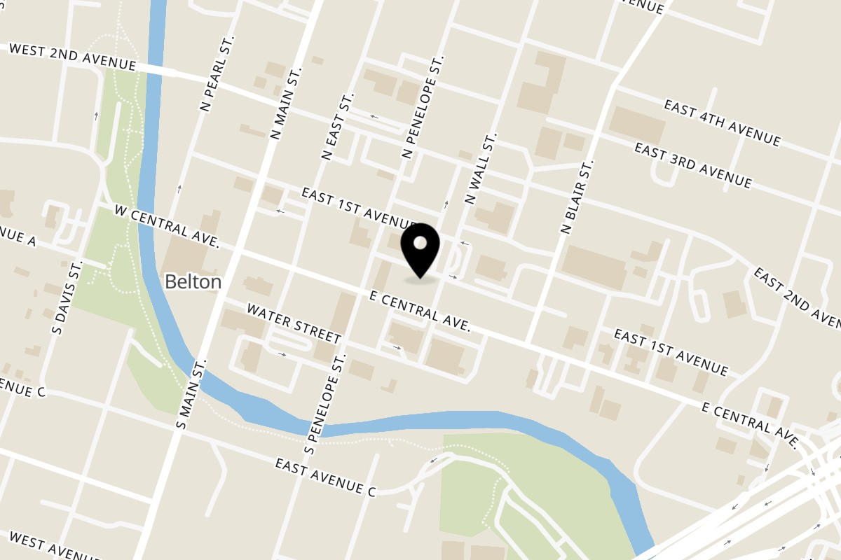 Map showing the location of Narunya's on 316 E Central Ave in Belton